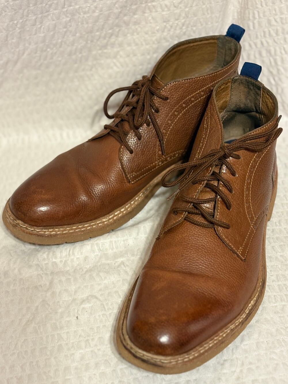 Johnston & Murphy Men's 10.5 Brown Pebbled Leather Chukka Lace Up Ankle Boots